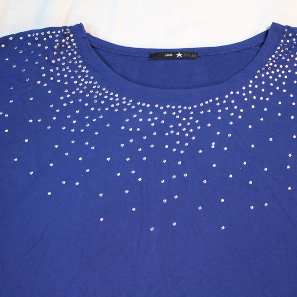 Club star bedazzled shirt blue y2y mxm - Picture 3 of 5